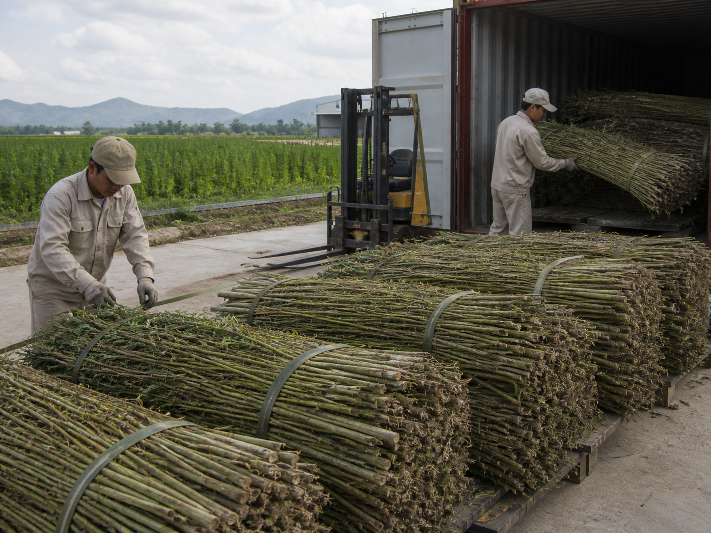 Raw material handling after hemp harvest